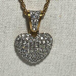 Swarovski Gold-Tone Necklace With Pave Crystal Heart Pendant & Chain